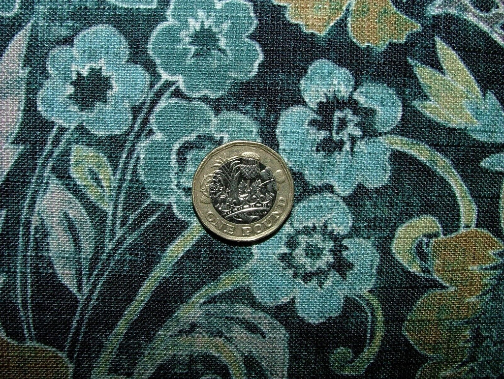 Cromford Teal Digitally Printed Fabric Curtain Upholstery Cushion Headboards