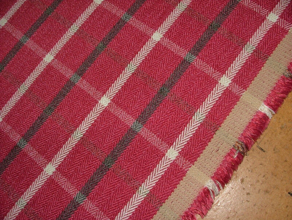 Vintage Pink Herringbone Wool Effect Tartan Upholstery Cushion Curtain Fabric