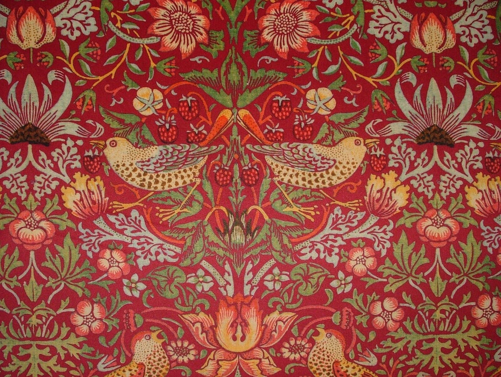 William Morris Strawberry Thief Wine Velvet Fabric Curtain Upholstery Cushion