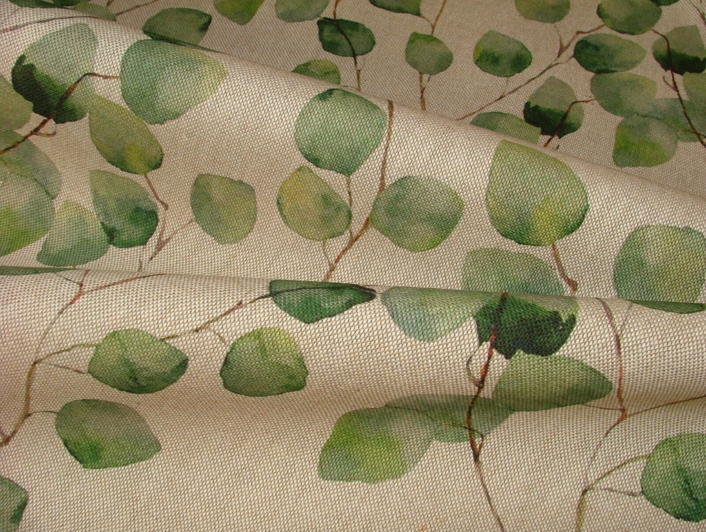 Eucalyptus Tree Leaf Green Linen Cotton Fabric Curtain Cushion Upholstery Craft