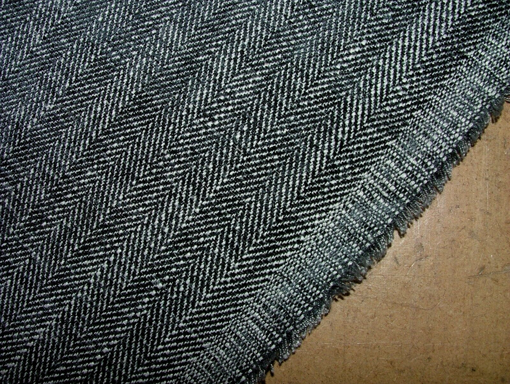 22 Metres Herringbone Black Linen Blend Curtain Upholstery Fabric RRP £616.00