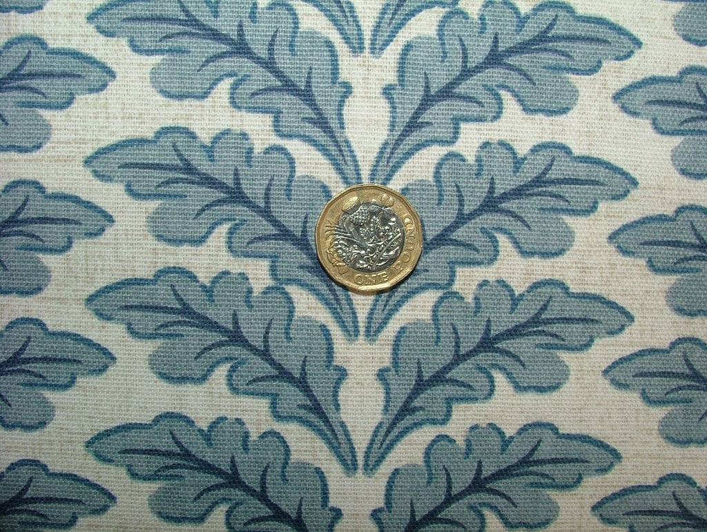 Morris Leaf Delft Blue Cotton Curtain Upholstery Cushion Roman Blind Fabric