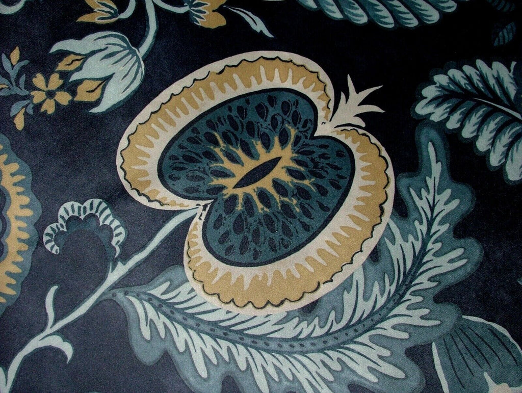 Arts And Crafts Pomegranate Navy Blue Velvet Fabric Curtain Upholstery Cushion