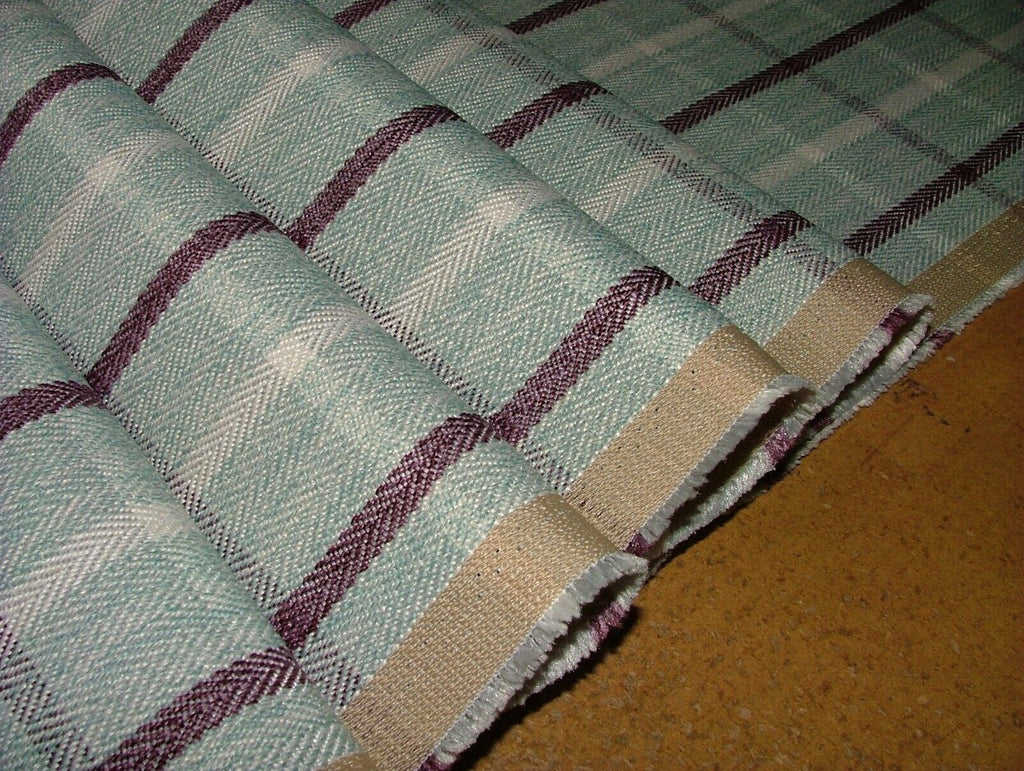 Duckegg Mulberry Herringbone Check Tartan Fabric Upholstery Cushion Curtain