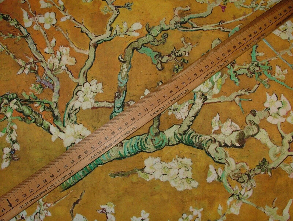 Japanese Cherry Blossom Tree Gold Velvet Fabric Curtain Upholstery Cushion Use