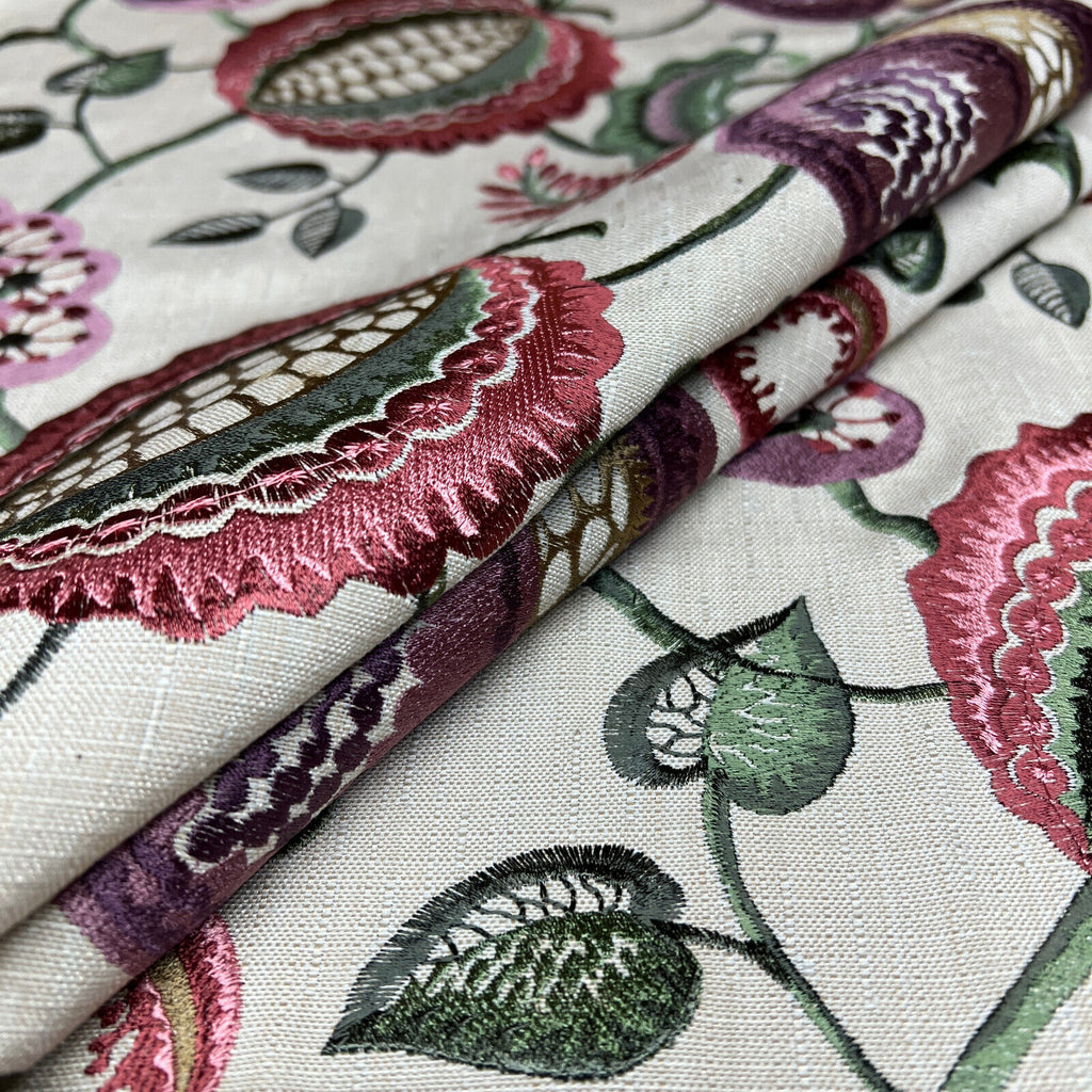 1.9 Metres iLiv Figs & Strawberry Thistle Embroidered Fabric Curtain Upholstery