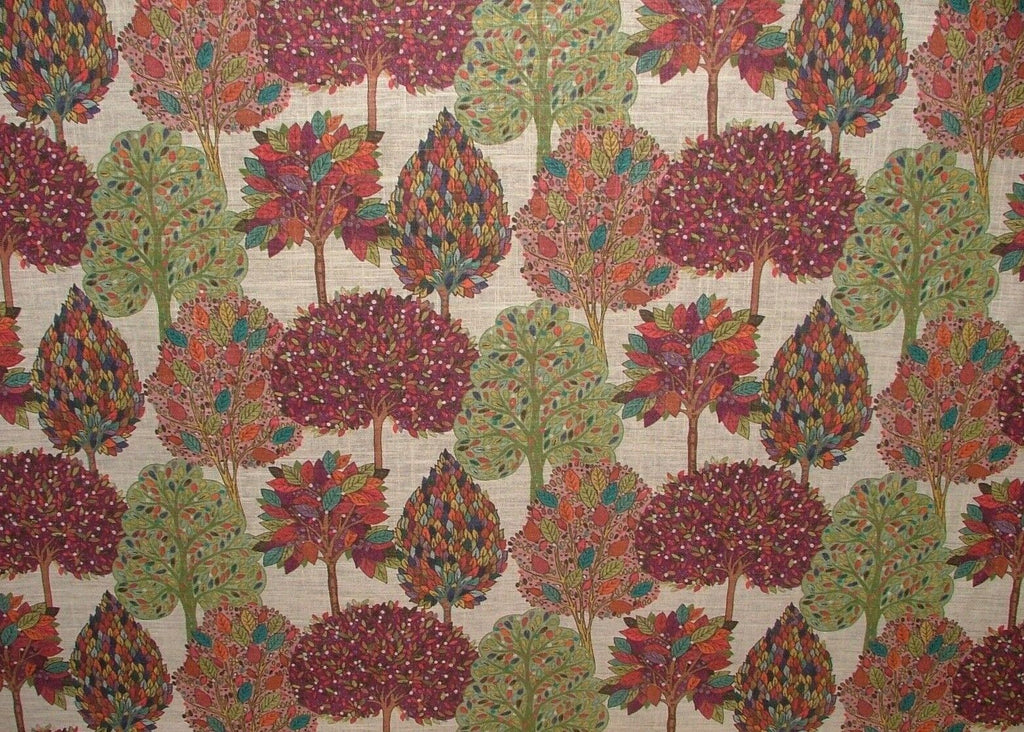 Foliage Fall Trees Mulberry Linen Blend Curtain Upholstery Cushion Blind Fabric