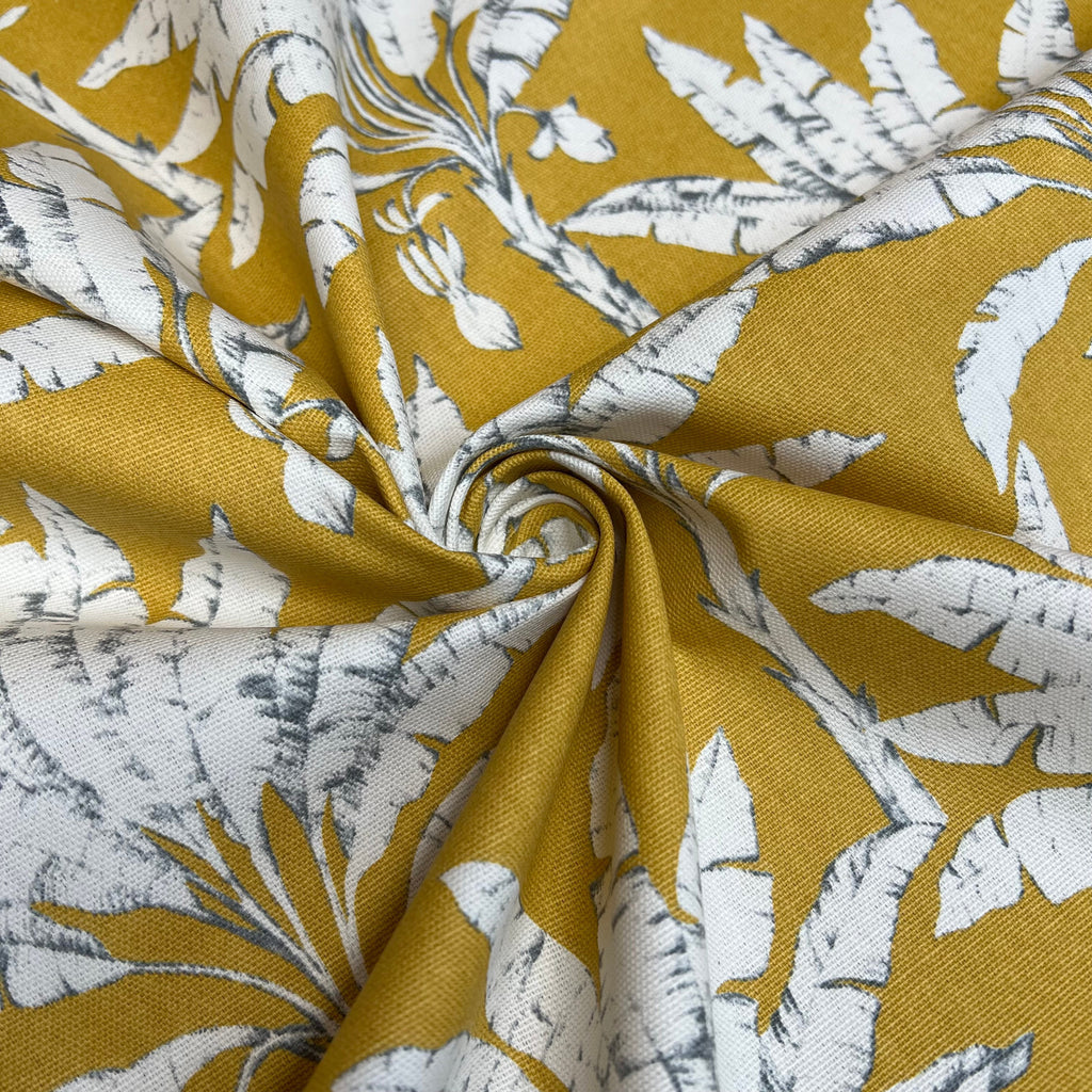 2.7 Metres iLiv Palm House Ochre 100% Cotton Fabric Cushion Curtain Upholstery3