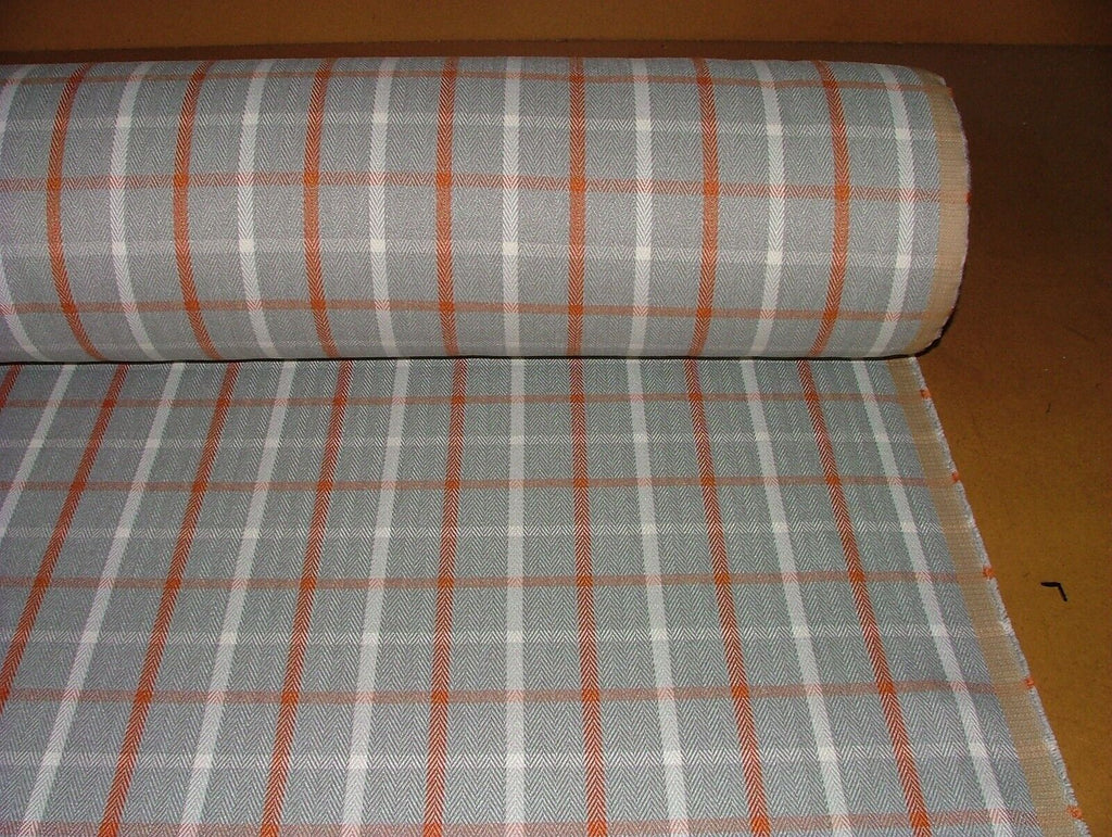 Paprika Grey White Herringbone Check Tartan Fabric Upholstery Cushion Curtain