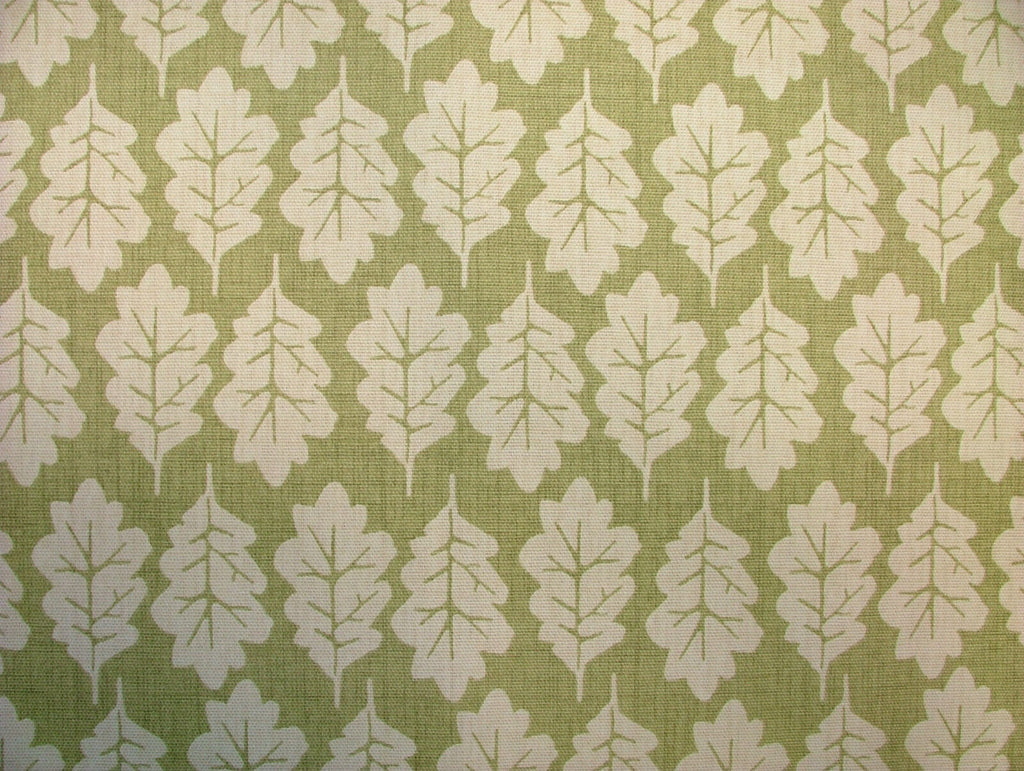 5 Metres Oak Leaf Pistachio Green Woven Cotton Fabric Cushion Curtain Upholstery