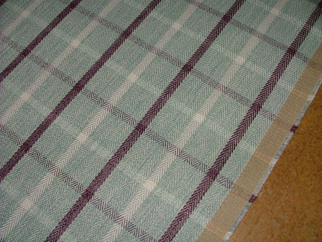 Duckegg Mulberry Herringbone Check Tartan Fabric Upholstery Cushion Curtain