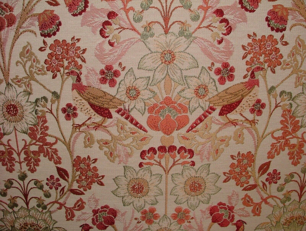 Morris Bird Terracotta Jacquard Fabric Curtain Upholstery Cushion Throw Use