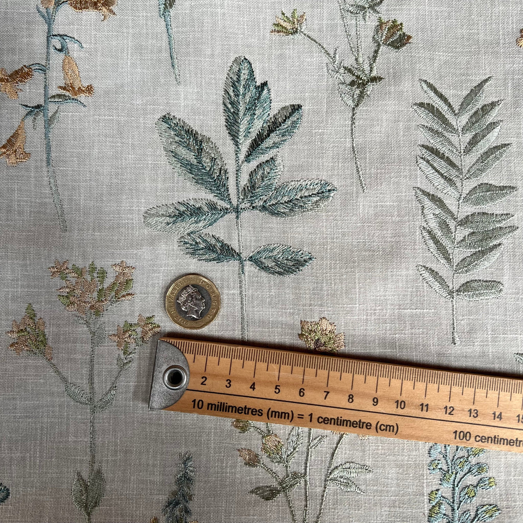 iLiv Embroidered Curtain Fabric 1.8 Metres Cottage Garden Seaspray Upholstery7