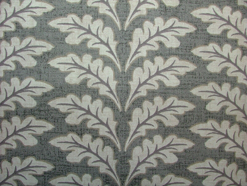 10m Morris Leaf Granite Grey Cotton Curtain Upholstery Cushion Blind Fabric