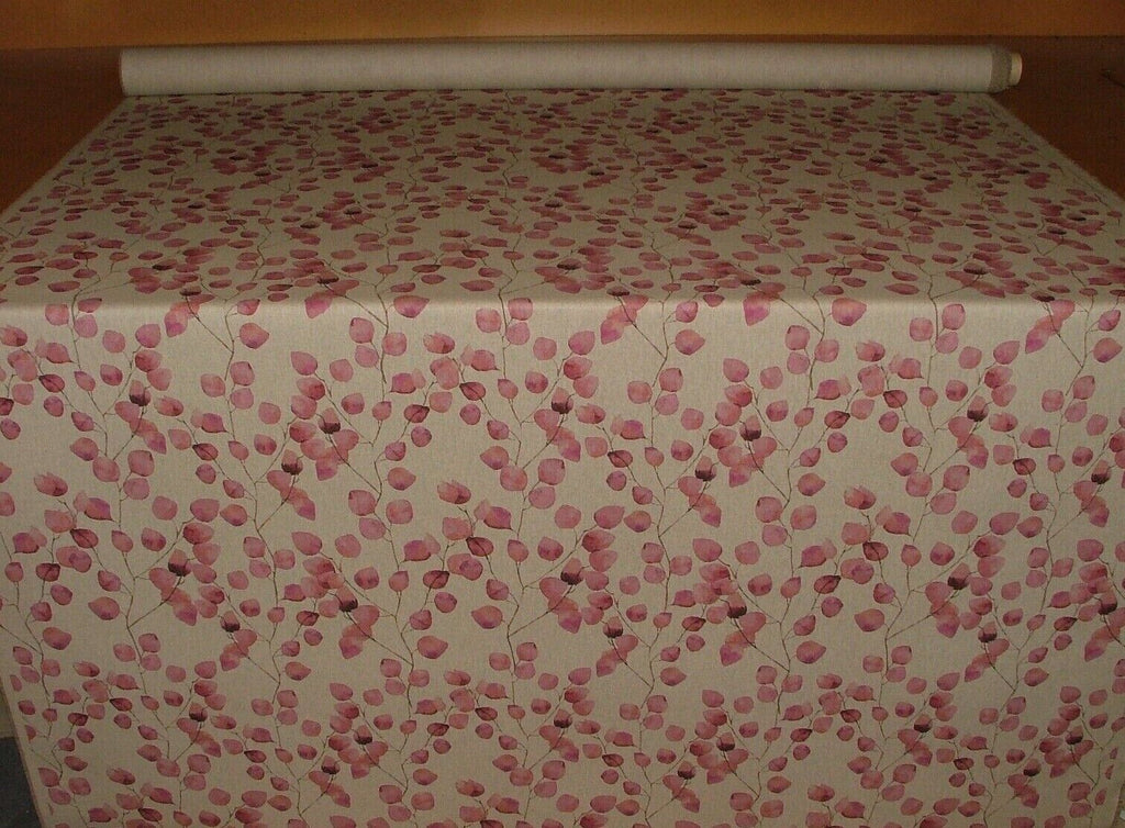 Eucalyptus Tree Leaf Pink Linen Cotton Fabric Curtain Cushion Upholstery Craft