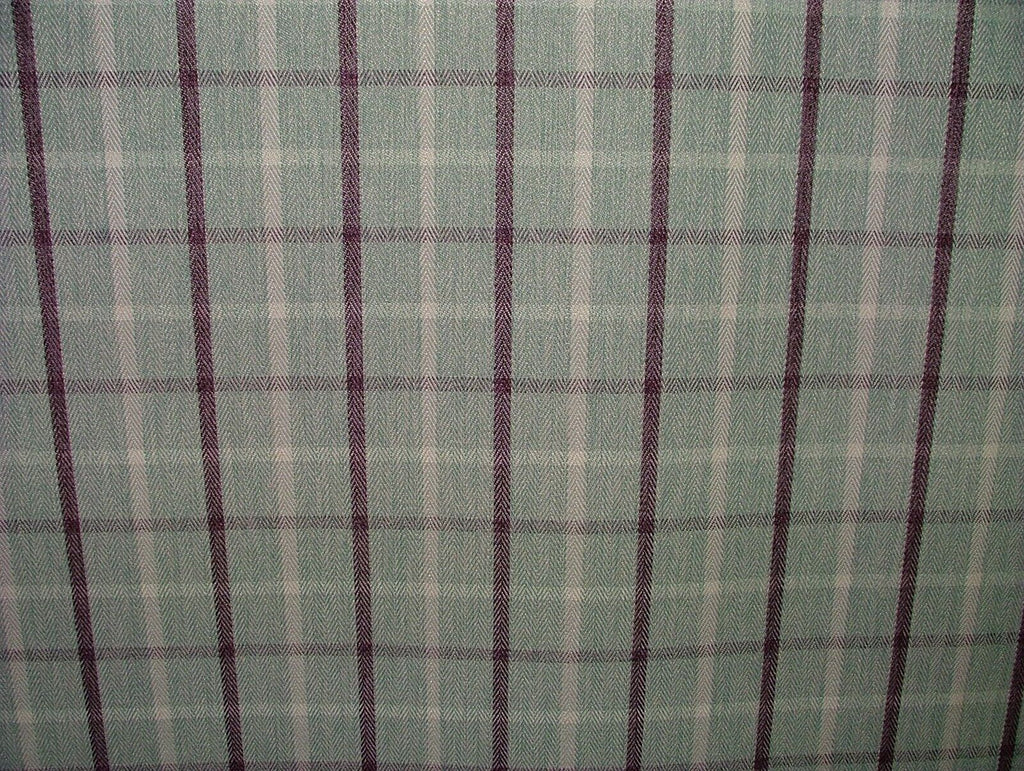 Duckegg Mulberry Herringbone Check Tartan Fabric Upholstery Cushion Curtain