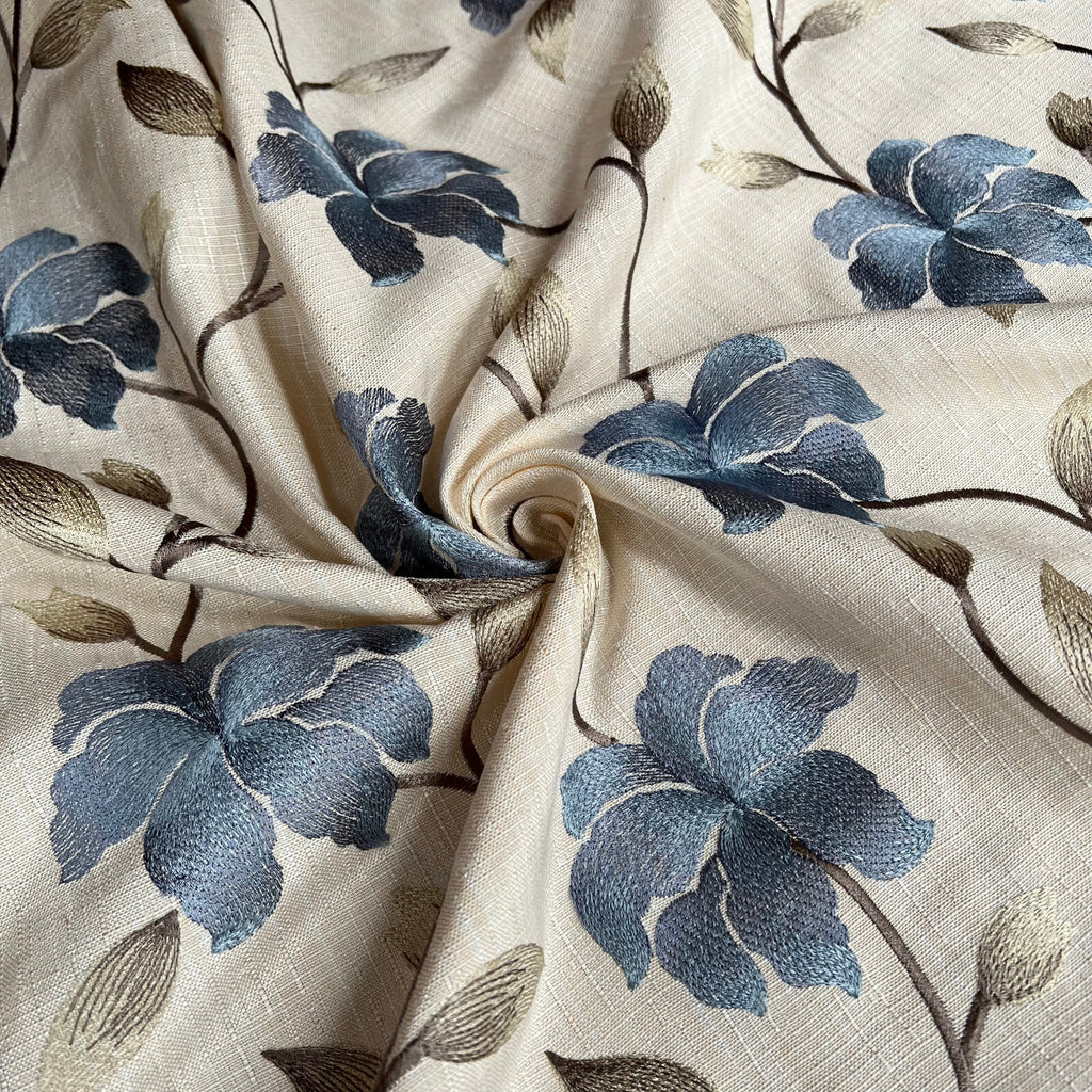 1.3 Metres iLiv Everglade Cobalt Premium Embroidered Fabric Curtain Upholstery9