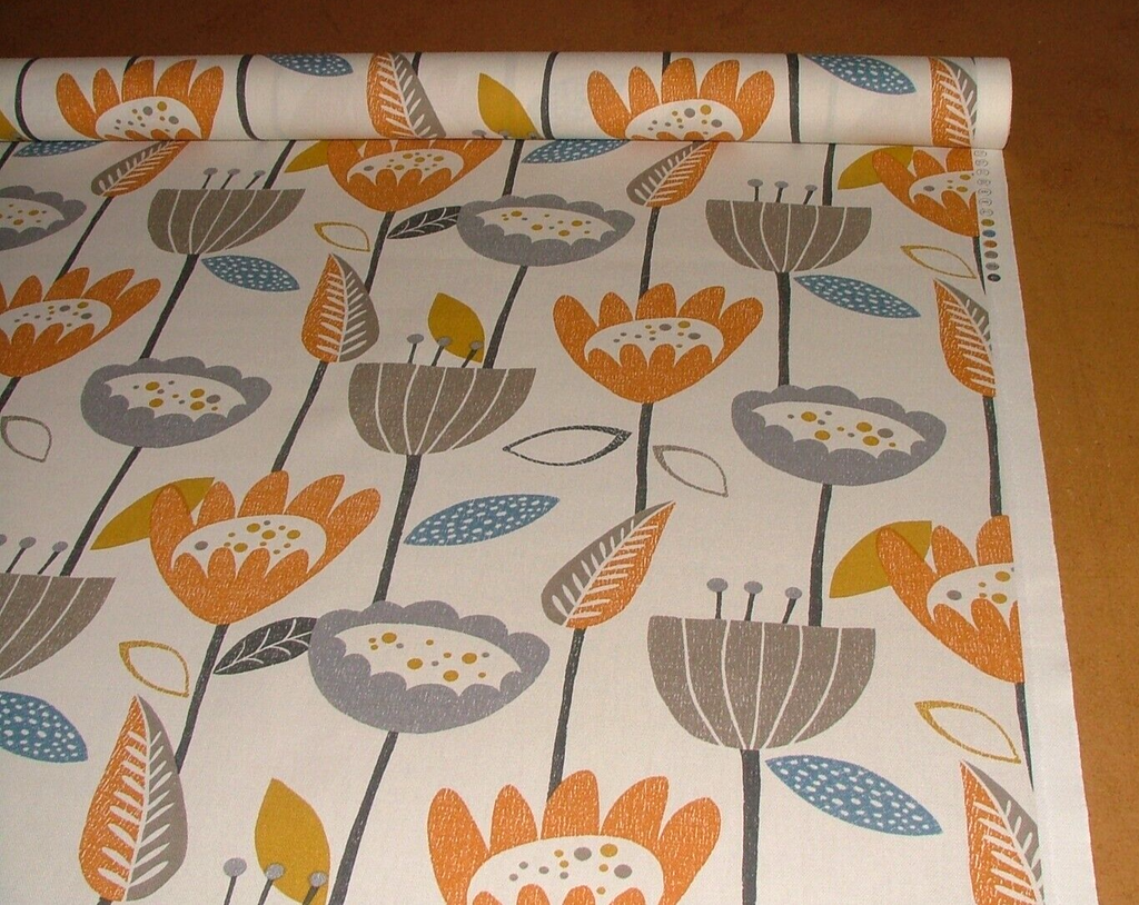 2.7 Metres iLiv Flower Power Tangerine Cotton Fabric Cushion Curtain Upholstery