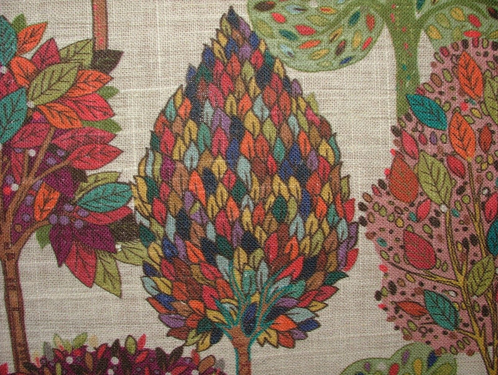 Foliage Fall Trees Mulberry Linen Blend Curtain Upholstery Cushion Blind Fabric