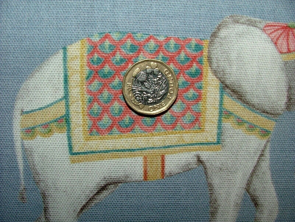 Jaipur Indian Elephant Blue 100% Cotton Curtain Upholstery Cushion Blind Fabric