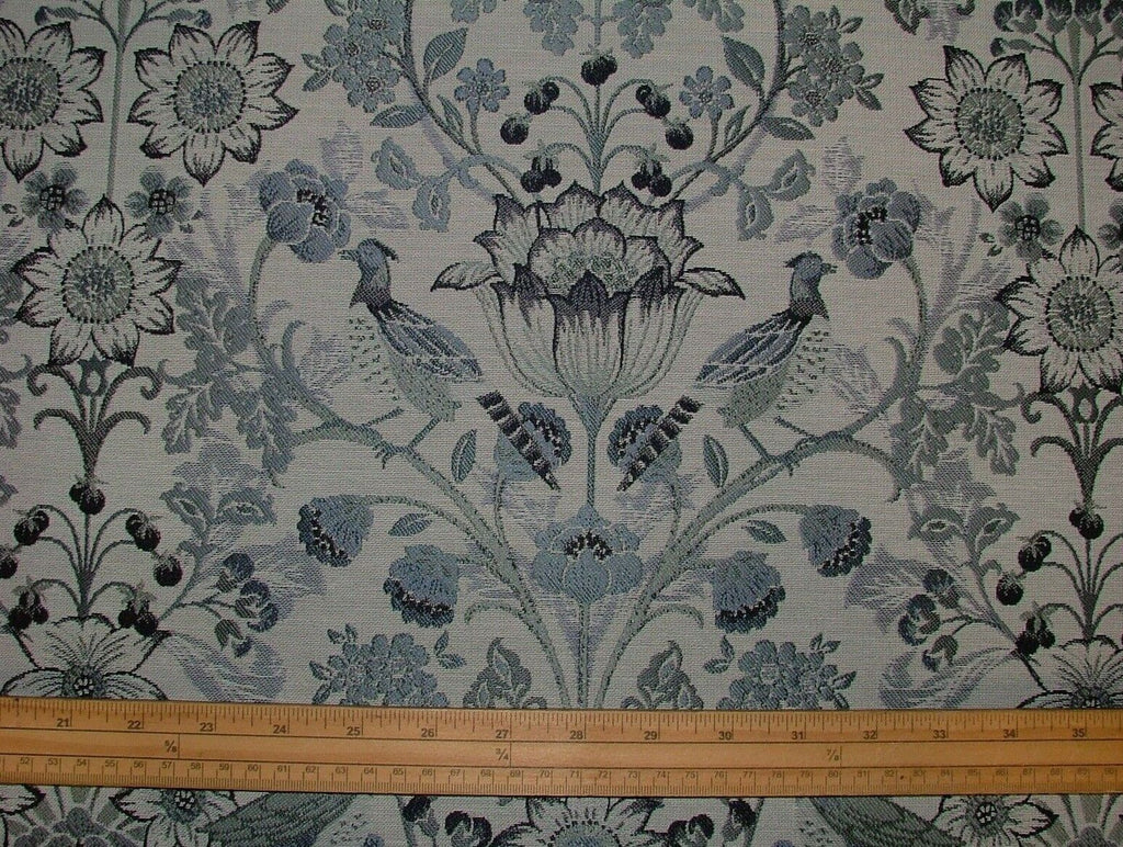 Morris Bird Delft Blue Jacquard Fabric  Curtain Upholstery Cushion Throws Use