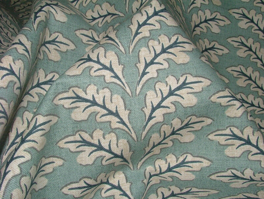 Morris Leaf Glacier Cotton Curtain Upholstery Cushion Roman Blind Fabric