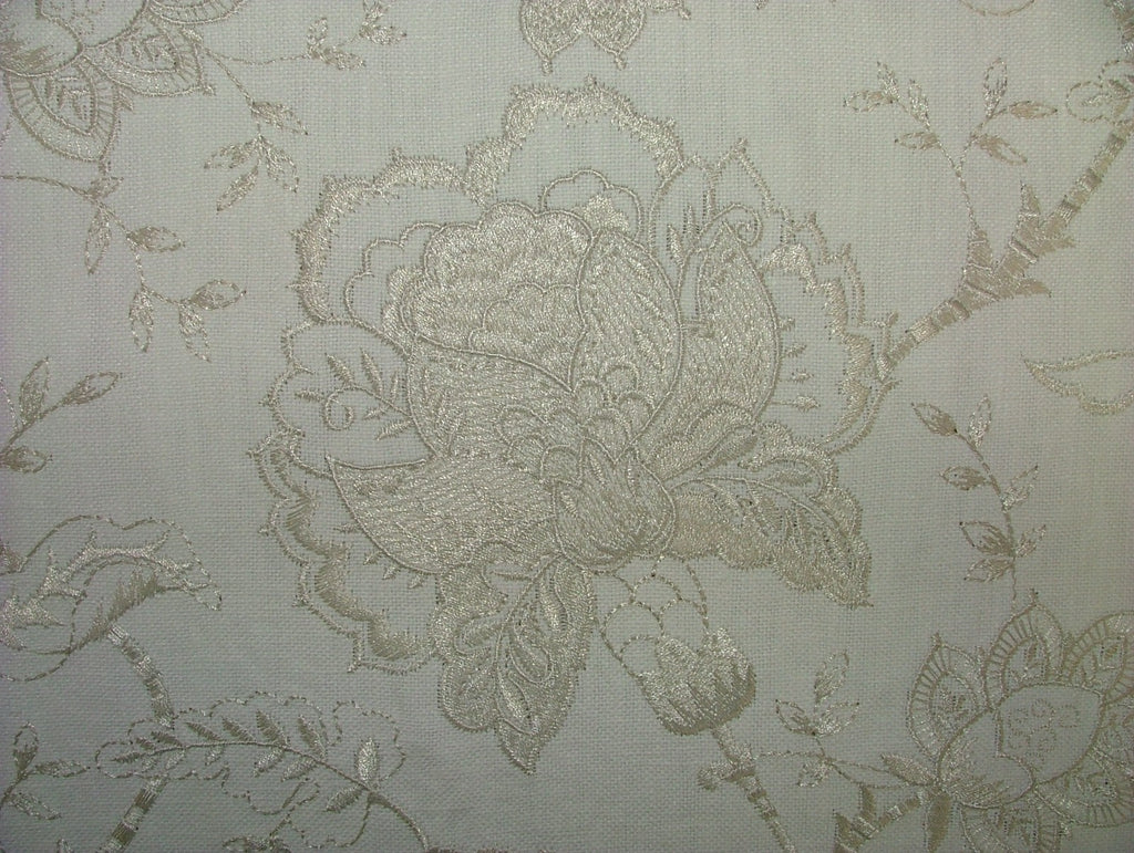 Sandringham Embroidered Curtain Fabric Natural Upholstery  Cushion 23 Metres0
