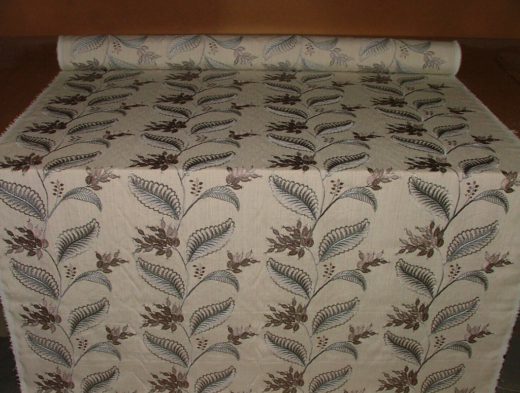 Embroidered Curtain Upholstery Fabric 11 Metres Berryvine Dove Grey RRP £550.000