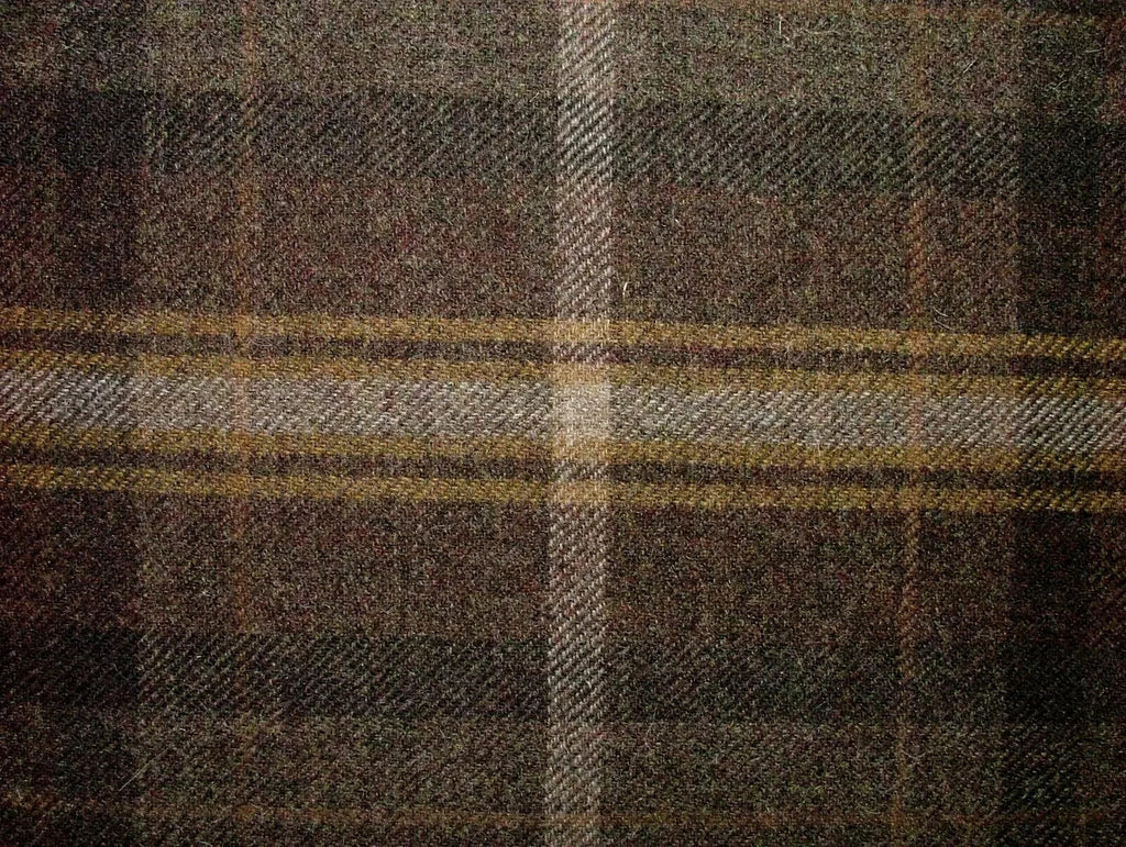 Shetland Wool Curtain Fabric Chestnut Brown Tartan Upholstery Cushion 2.5 Metres4