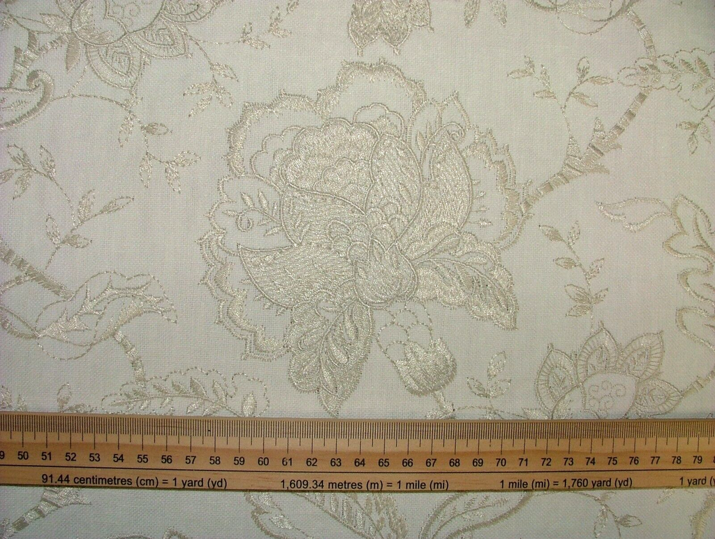 18 Metres Sandringham Natural Embroidered Curtain Upholstery Fabric RRP £720.00