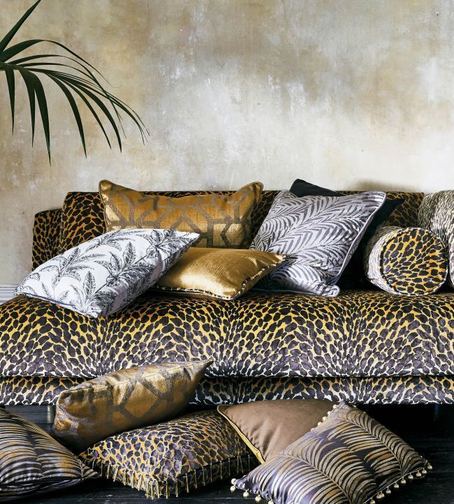 Animal Print Bronze Plush Heavyweight Velvet Fabric Curtain Upholstery Cushion