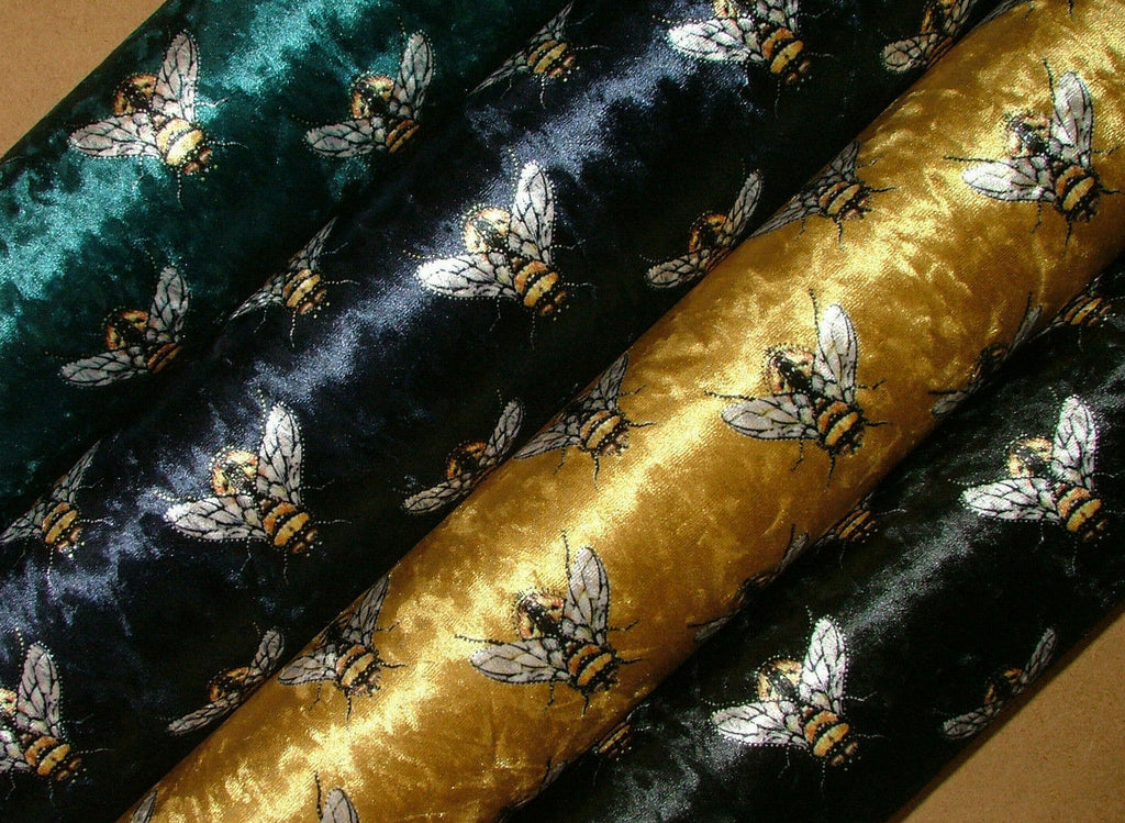 Luxurious Bees Plush Velvet Bee Fabric Curtain Upholstery Cushion Roman Blinds