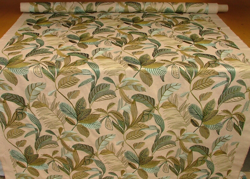 iLiv Embroidered Curtain Fabric 1.4 Metres Antigua Pistachio Upholstery Cushion1
