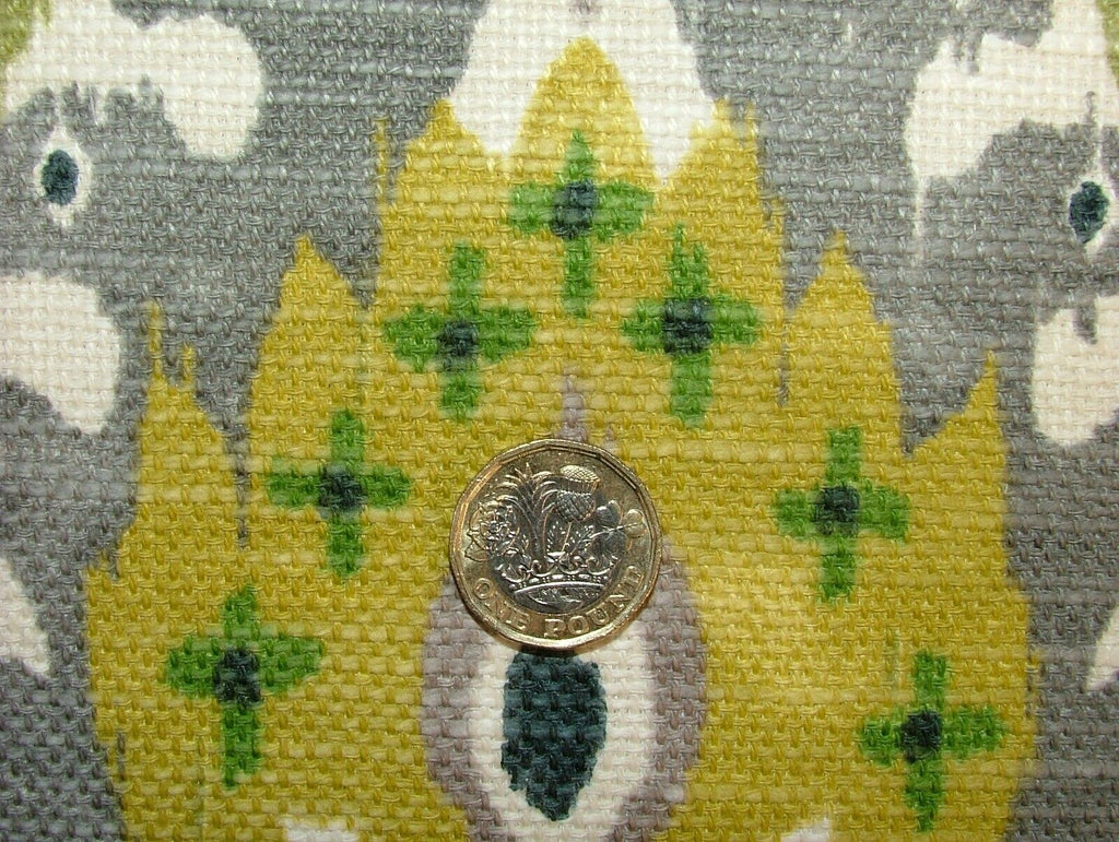 iLiv Boho Citrine Ikat Linen Blend Cotton Curtain Upholstery Cushion Fabric