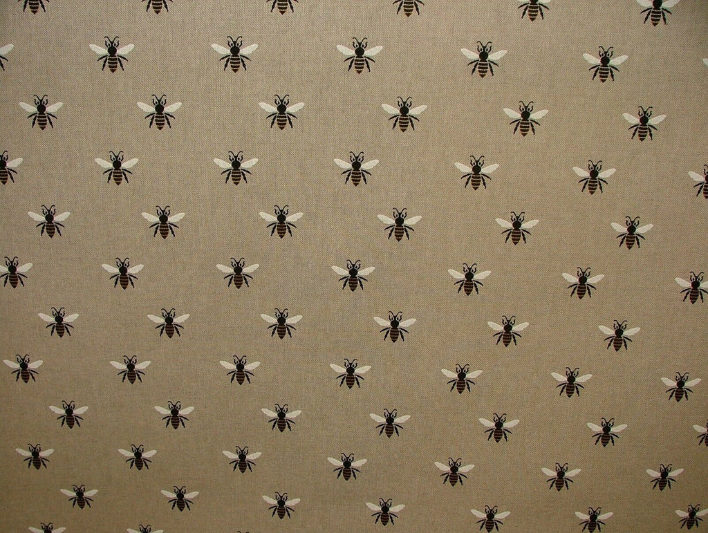 1.4m Honey Bees Linen Look Fabric Curtain Upholstery Cushions Roman Blind Craft10