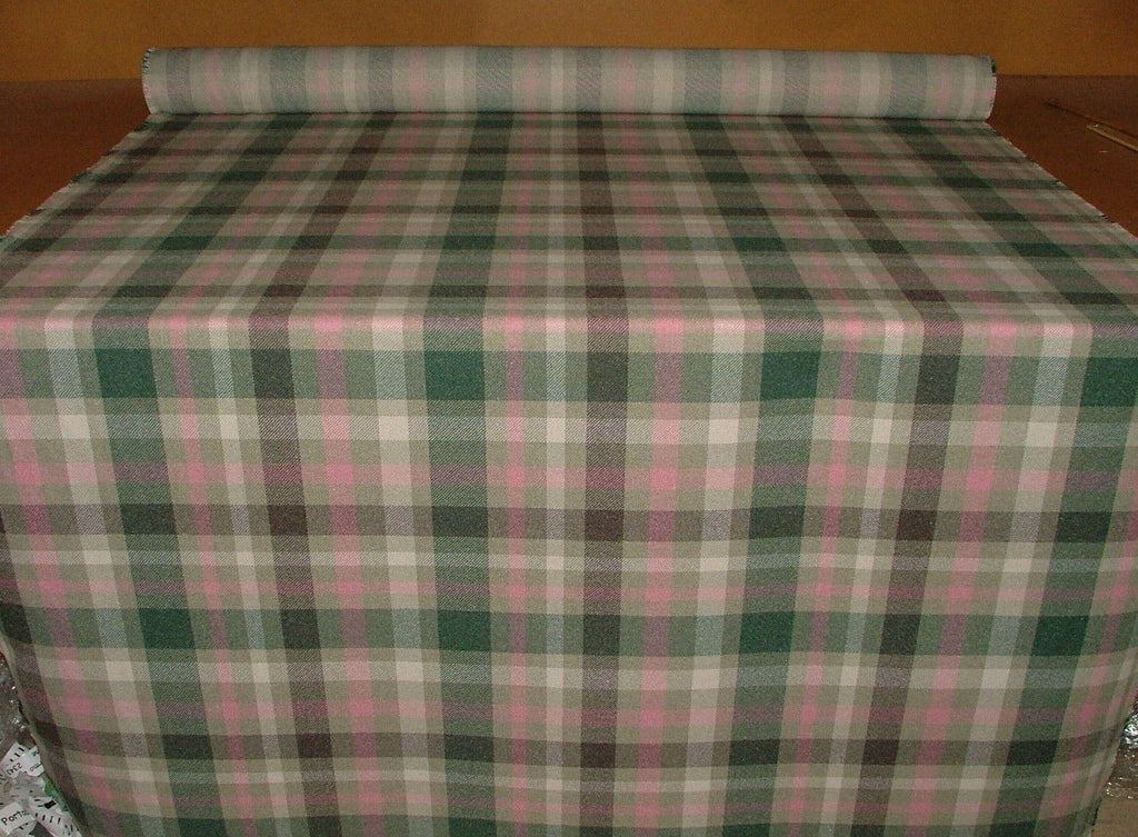 Tobermory Jade Wool Effect Thick Tartan Upholstery Curtain Cushion Fabric