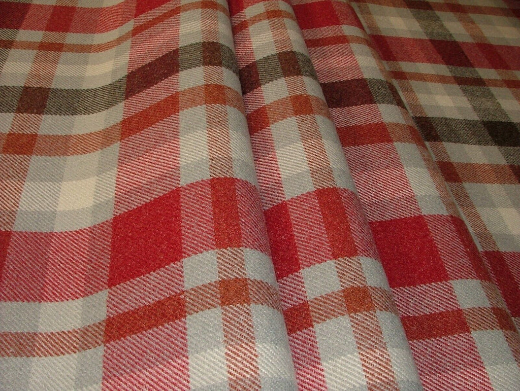 Tobermory Rosso Wool Effect Thick Tartan Upholstery Curtain Cushion Fabric