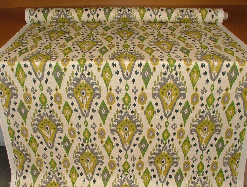 iLiv Boho Citrine Ikat Linen Blend Cotton Curtain Upholstery Cushion Fabric