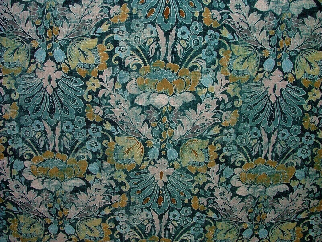 Cromford Teal Digitally Printed Fabric Curtain Upholstery Cushion Headboards