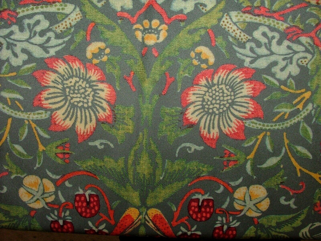 William Morris Strawberry Thief Grey Velvet Fabric Curtain Upholstery Cushion