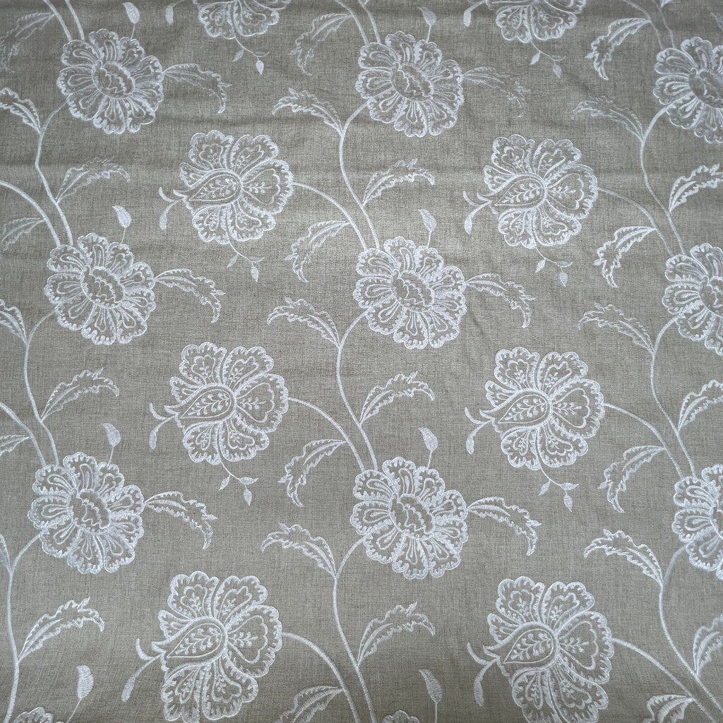 iLiv Embroidered Curtain Fabric 3.5 Metres Chantilly Stone Premium Upholstery6