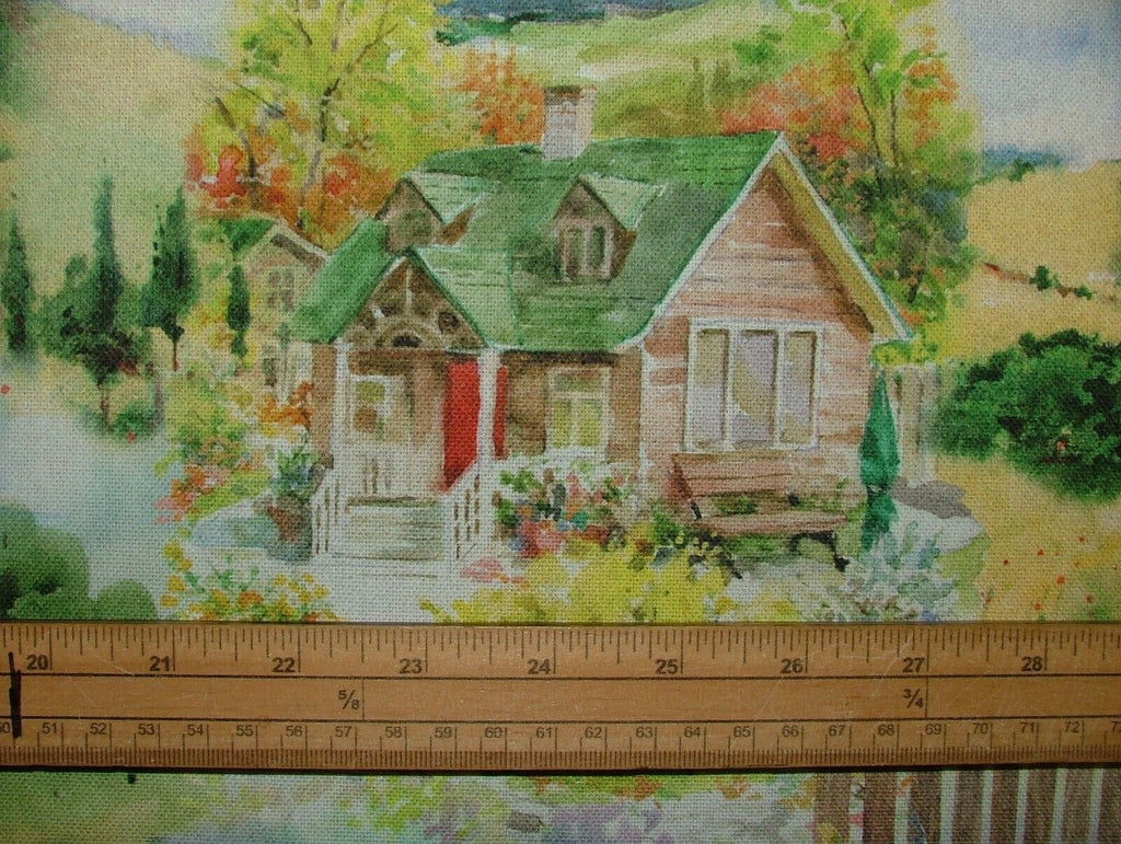 Idyllic Cottage Garden Cotton Curtain Upholstery Cushion Blind Tablecloth Fabric