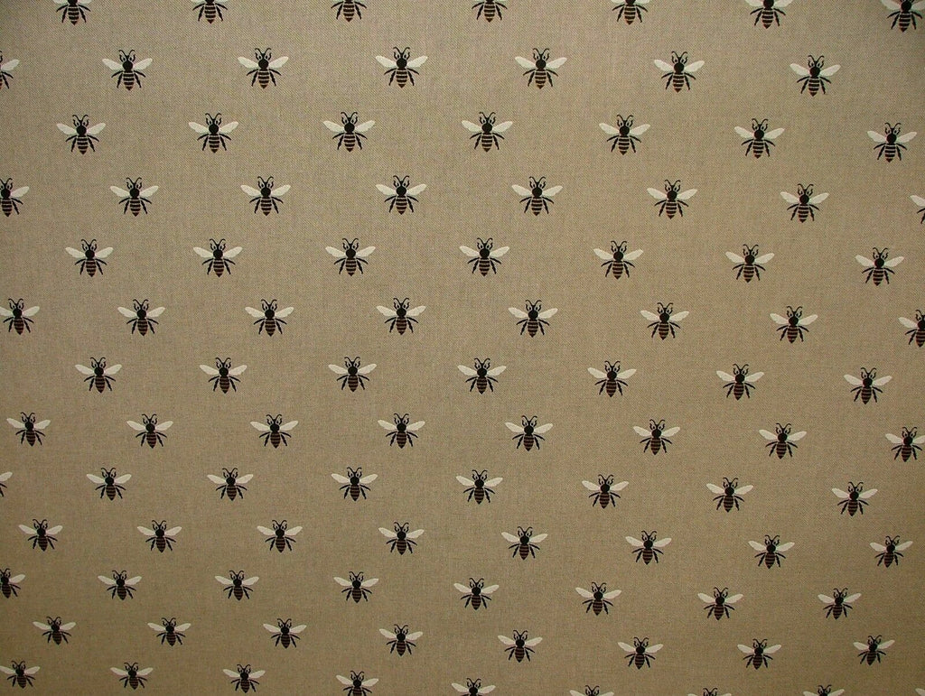 Honey Bees Linen Look Fabric - Curtain Upholstery Cushions Roman Blind Craft Use