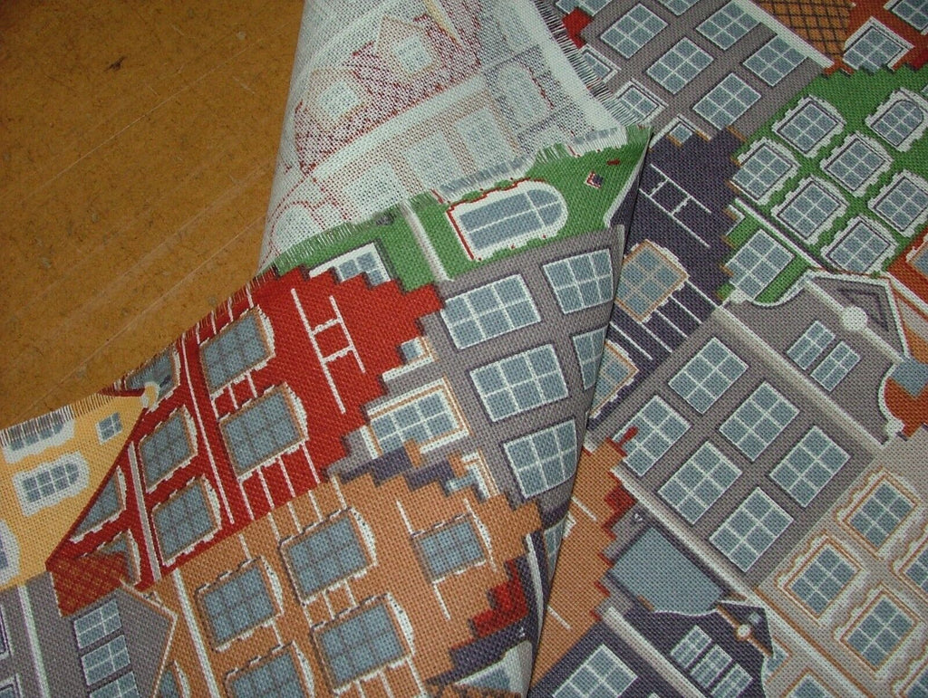 Dutch Village Canal Houses Cotton Rich Curtain Upholstery Cushion Blind Fabric
