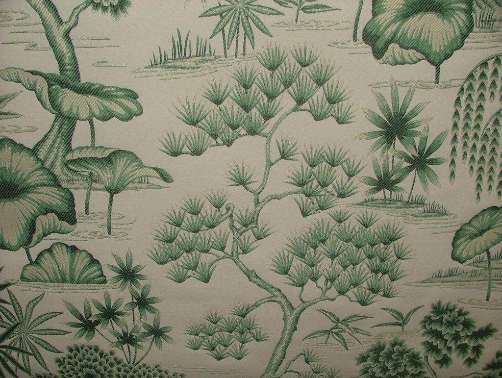 Japanese Oriental Tree Green Jacquard Fabric Curtain Upholstery Cushion Blind