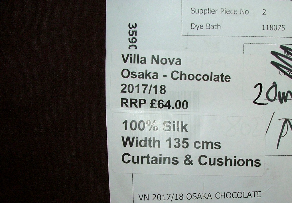 Romo Silk Curtain Fabric Osaka Chocolate Soft Furnishing RRP £1280.00- 20 Metres9