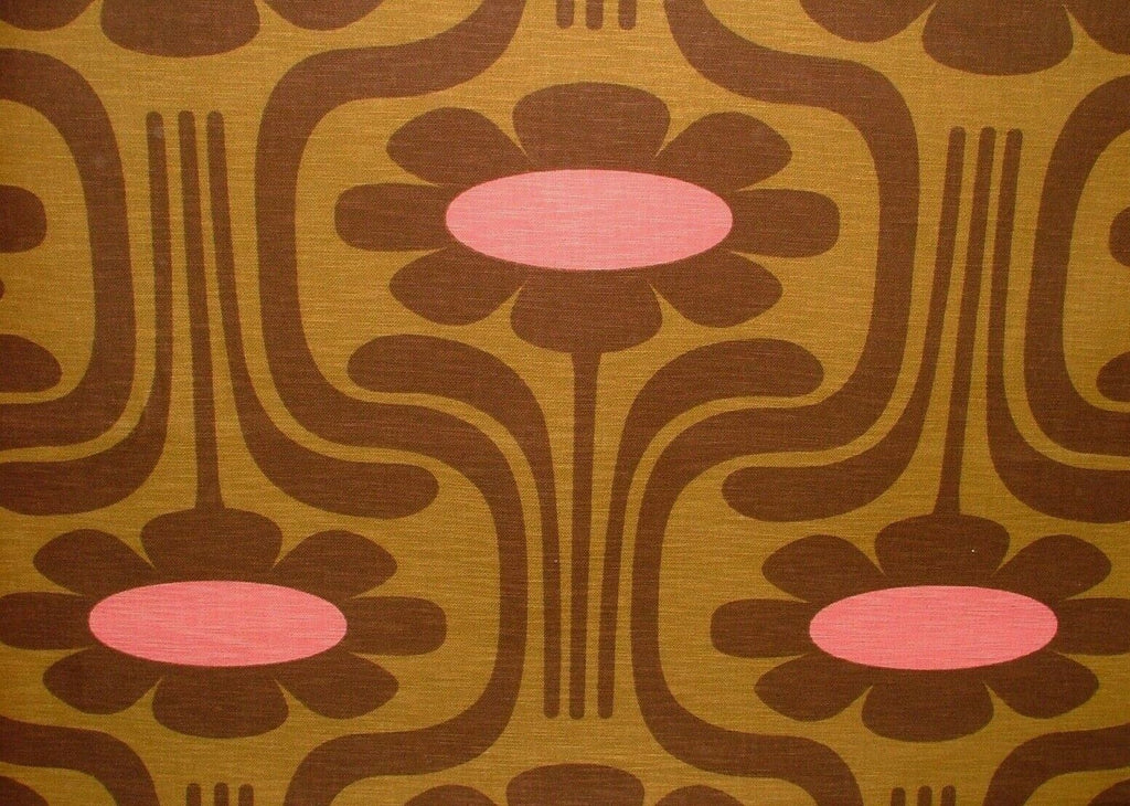 5m Orla Kiely SLUB COTTON CLIMBING DAISY OCHRE TAN Curtain Upholstery Fabric