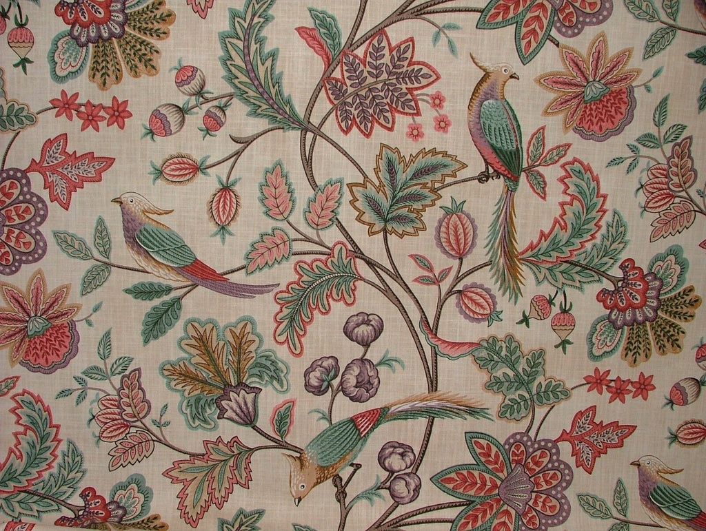 Chanterelle Wineberry Ornate Bird Floral Curtain Upholstery Cushion Blind Fabric