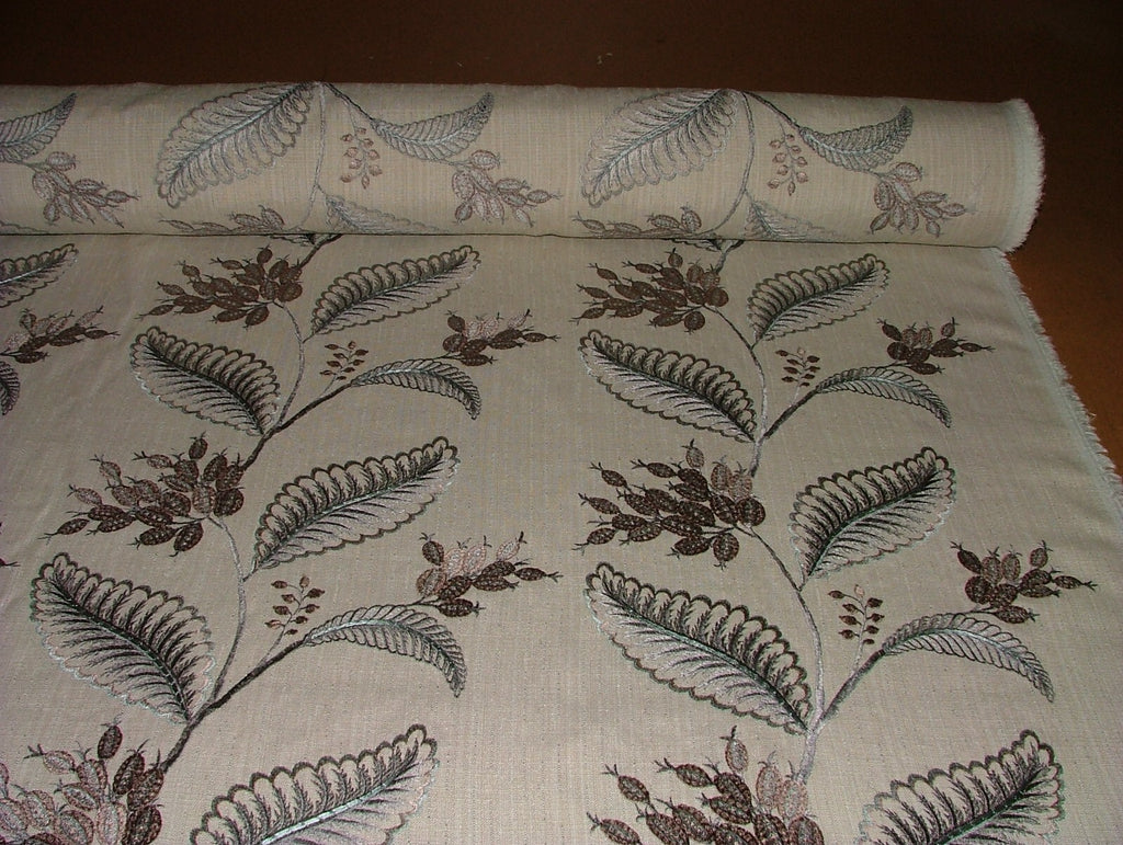Embroidered Curtain Upholstery Fabric 11 Metres Berryvine Dove Grey RRP £550.004
