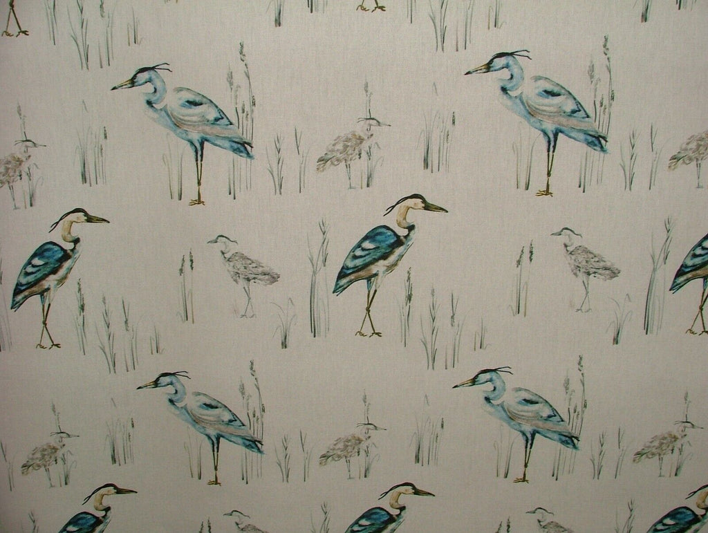 iLiv Herons Lagoon Cotton Curtain Upholstery Cushion Roman Blind Bird Fabric